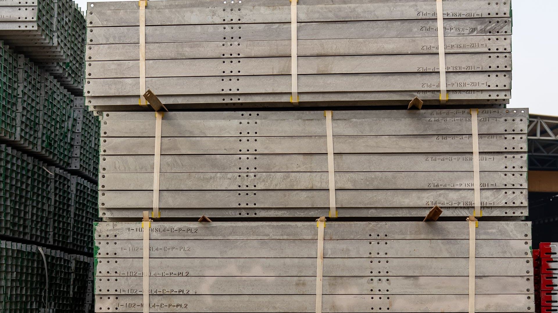 Banded precast slabs ready for dispatch